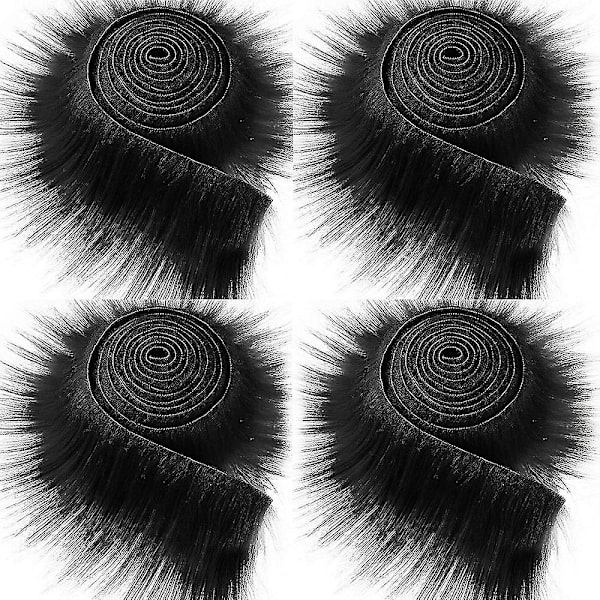1,5m Kunstig Pelsbånd Bånd Trim Stoff Rull Plysj Pels Stripe Lang Plysj Pels Stoff Fluffy Trim DIY Håndverk For Vinter Kostyme {Db} Black 1.5M