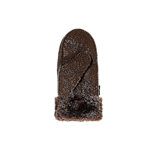 Äkta fårskinnvantar för kvinnor med omslagbar manschett {Db} Chocolate
