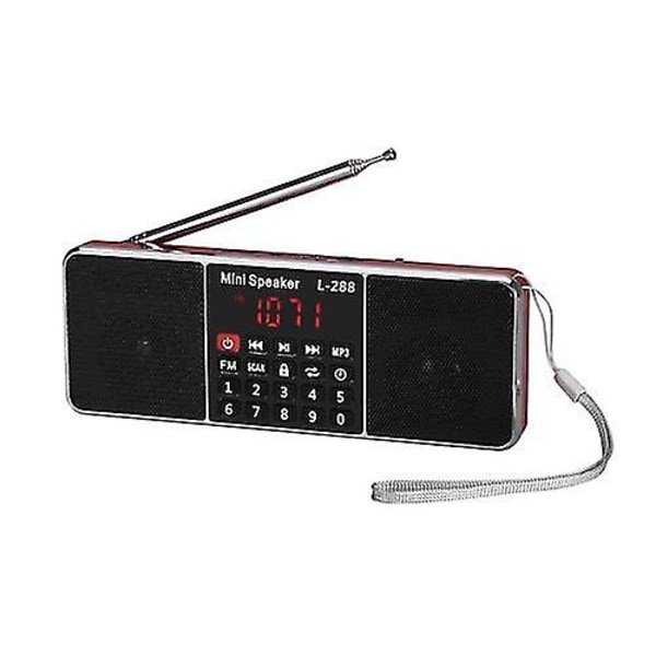 L-288fm Dobbelthøyttaler Radio Mp3-spiller Støtte Tf-kort/u-disk Med Led-skjerm db Red