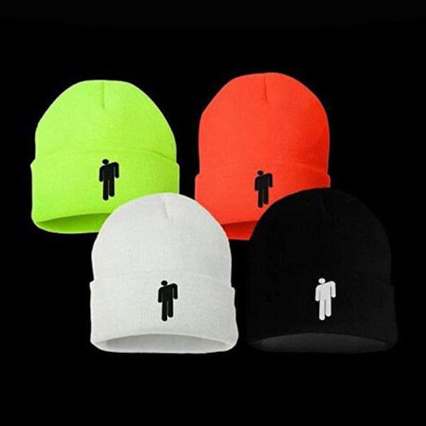 Fashion Unisex Efterår Vinter Billie Eilish Broderet Strikket Hue Hip Hop Beanie Cap [Db] White