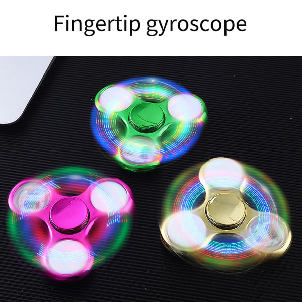 Lysende LED-lys Spinn top Fingerspids Gyroskop Lysende Spinner Børn Finger Fidget Sensorisk Legetøj Stress Relief Gave db Green