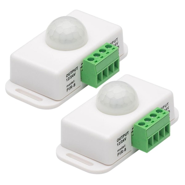 2 stk infrarød sensor 12-24v bevegelsessensor Pir kontroller timer lysbryter