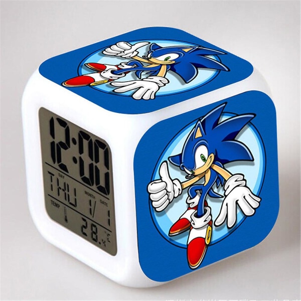 Sonic Kids Digital Klokke LED Fargerik Fargeskiftende Alarm Skrivebordsklokke Gave[DB] A