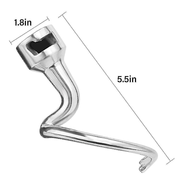 Dej-krog i rustfrit stål til KitchenAid standmixer, K45dh dej-krog til K45 K45ss S [dB}