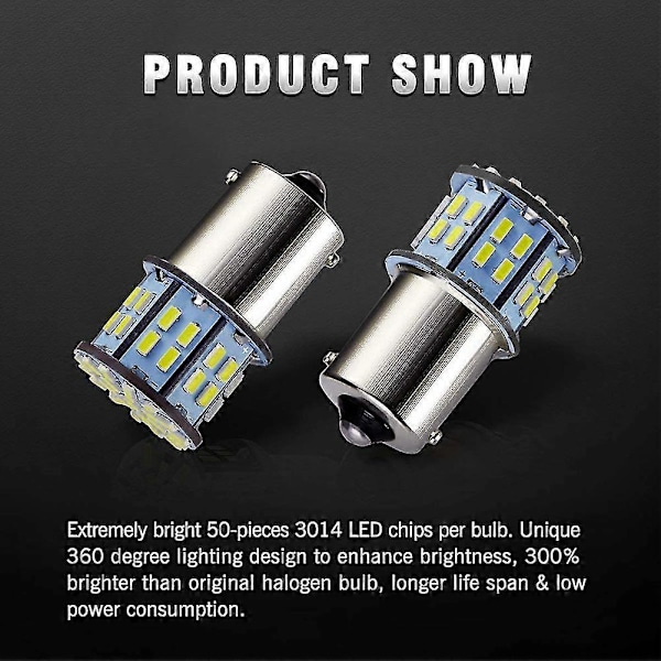 20x LED-lampor för Super Bright 3014 50-smd Vit 1156 1141 1003 Ba15s Lampor för Släpvagn Marin m&y [DB] Silver
