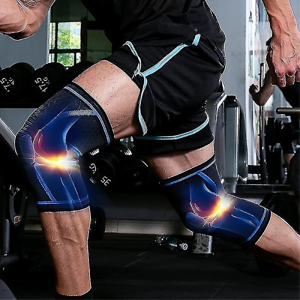 2-pack Knäskydd | Knäkompressionsskydd för Män och Kvinnor | Knästöd för Löpning db black L