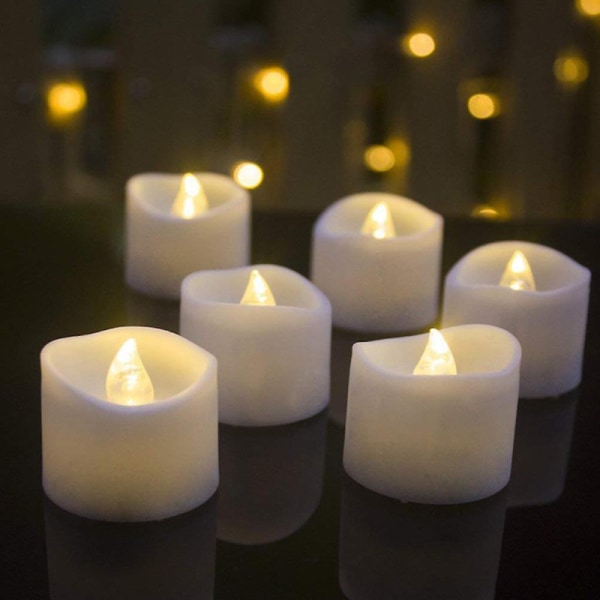 12 stk. Flammeløse elektroniske LED-lys Fjernkontroll Flimrende telys Jul Fest Hjemmedekorasjon [DB] Warm White