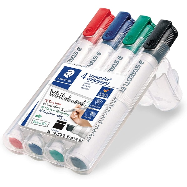 Tavlepenn vannbasert slettbar lærerfarge stor penn med tykt hode (4 farger)