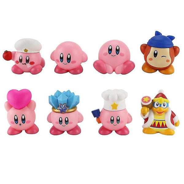 6-8 st Anime Games Kirby Actionfigurer Leksaker Rosa Cartoon Kirby Pvc Söta Figur Actionleksak Julgåva För Barn [DB] A 8PCS