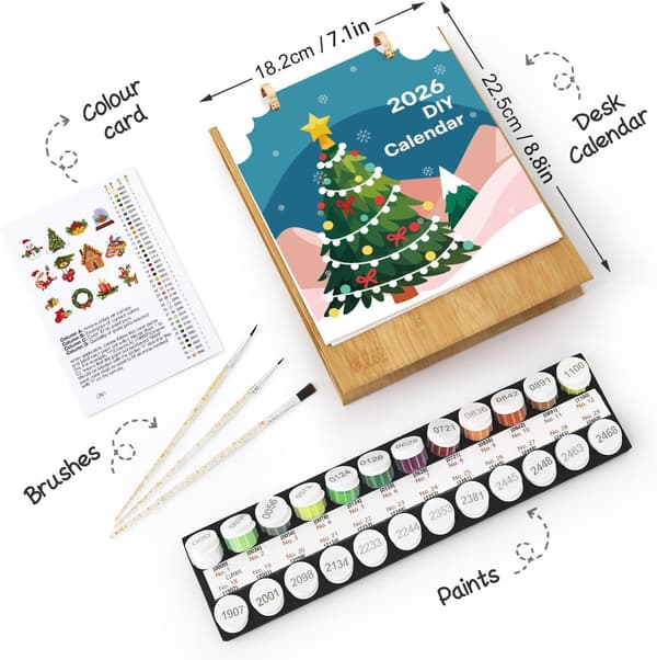 2026 Kalender - Illustrert skrivebordskalender med juletema (DB)