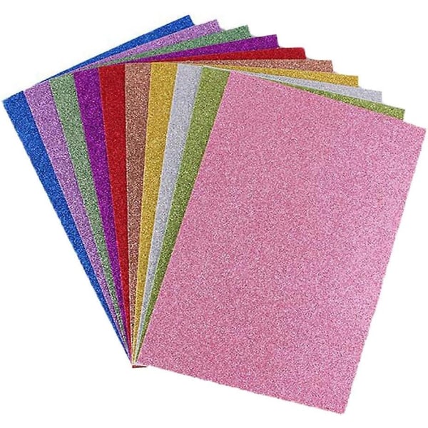 10-pakning A4 2mm glitter EVA-skumplater for håndverk og scrapbooking, fargeblanding, glitter