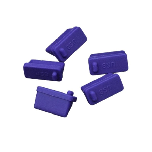 5 kpl pölytiivis vakio USB 2.0/3.0 pölypistokeportin laturin cover kannettavaan tietokoneeseen Purple
