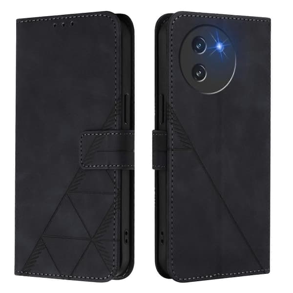 Crossbody 3D Præget Flip Læder Telefon Cover [DB] Black For Doogee Note 59 / Note 59 Pro