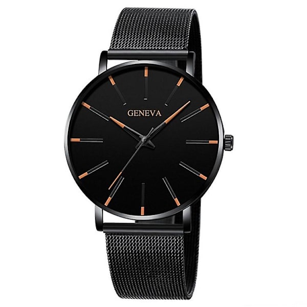 GENEVA Herre Quartz Ur Fashionel Afslappet Armbåndsur med Rustfrit Stål Rem - Style G{ DB} Multicolor Style C