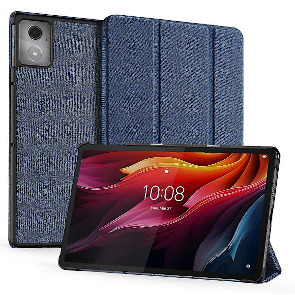 Fodral för Lenovo Tab K11 Plus Tri-Fold Ställ Läderfodral Auto Wake/Sleep [DB] Blue