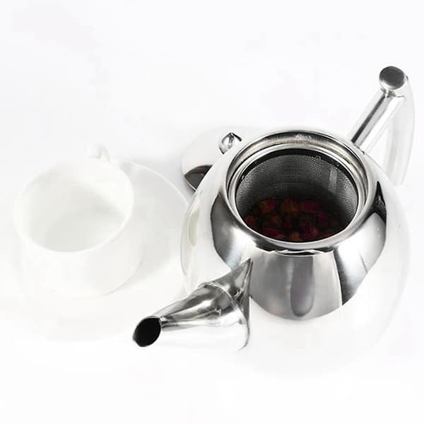 2l rustfritt stål tekanne med te sil tekanne med te infuser te sett tekanne infuser  [dB} Silver