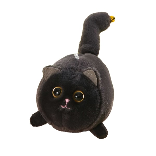 Tegnefilm logrende hale Kat plysdukke uden batteri Blødt udstoppet plyslegetøj til børn [DB] Black Cat