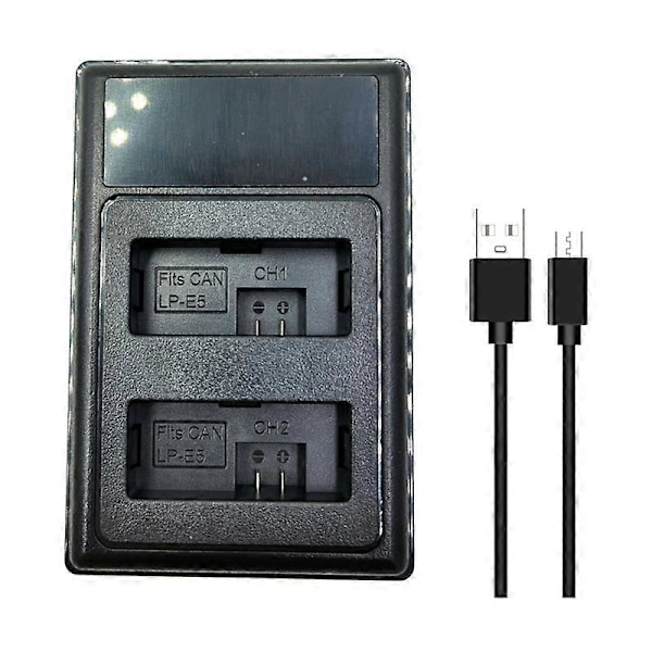 LP-E5 Akun Lataus USB Dual Lataus T1I XS XSi 450D 500D 1000D Digitaalikameralle Vaihto [DB] Black