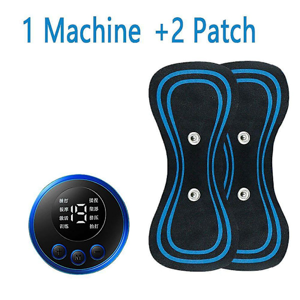 EMS Nakkemassageapparat Genopladelig Cervikal Massage Sticker Patch 8 Tilstande 19 Gear Pulserende Terapiinstrument Tens Muskelstimulator Smertelindring [db] 1 Machine+2 Patch