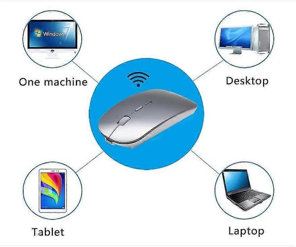 Bluetooth Mus Genopladelig Trådløs Mus Slank Trådløs Mus Til Pc Computer Android [DB] Gray