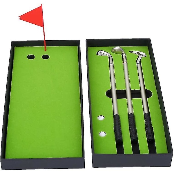 Golfpenna Set, Mini Desktop Golfbollspenna Present Set, Minigolfpennor och flagga Presentask Brevpapper Dekorationer för golfare Fa
