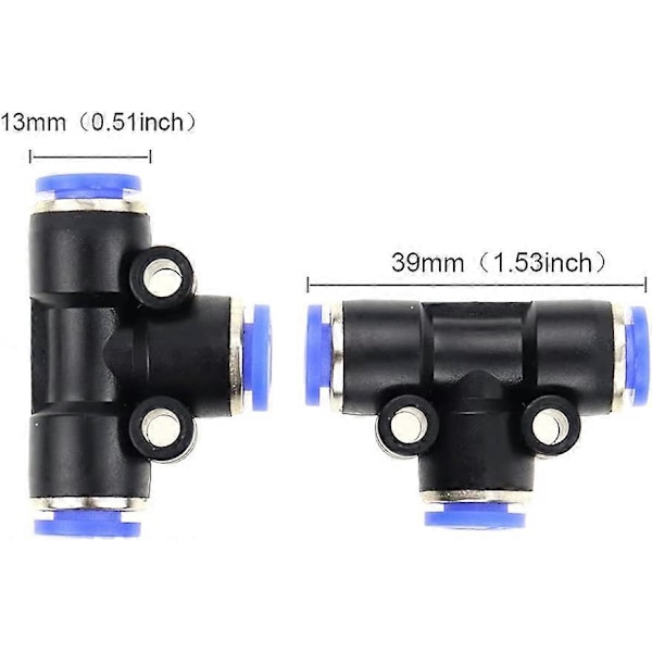 Pe8 t-koppling anslutning luft pneumatiska anslutningar 3-vägs snabbkopplingar 8mm tryckplugg connec [DB]