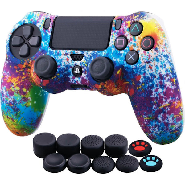 Sony PS4/Slim/Pro Dualshock 4 Handkontroll Vattenöverföring Kamouflage Silikonfodral med Tumgrepp [db]