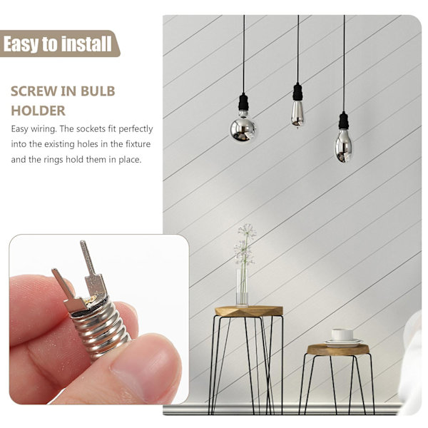 10 st LED-lampor Ljussockel Lampbas Belysningstillbehör E10 Lampfäste db Silver 2.4X1X1CM