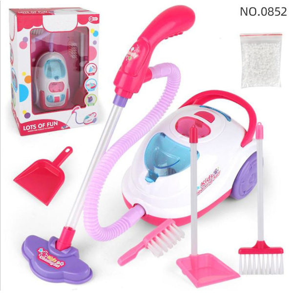 Ministøvsuger leketøy for barn med lampe og lyd for å late som lek, jenter husstell verktøysett for bursdag og julegaver db Pink A2