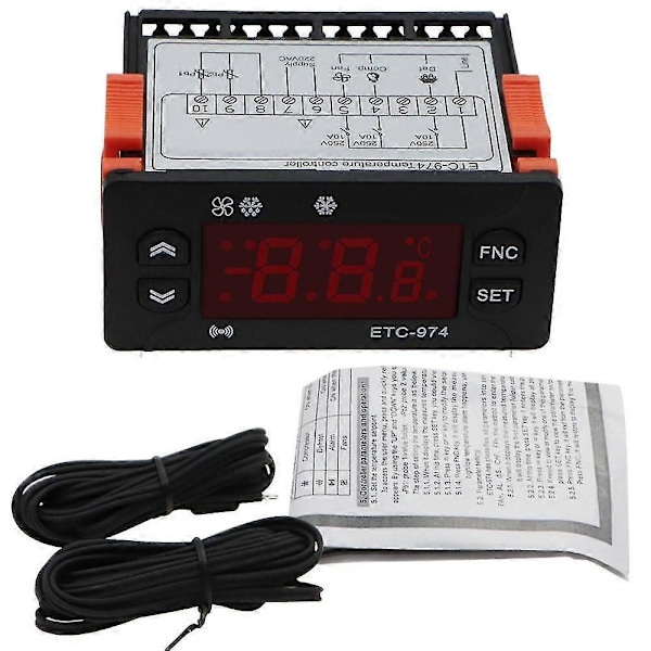 Etc-974 Digital Temperaturkontroller Mikrodatamaskin Termostater Termostat Kjølealarm 220 [DB]