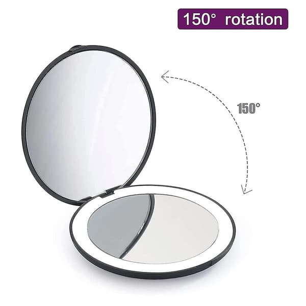 Led-taskupeili, 10-kertainen suurennus taskupeili valolla, musta DB