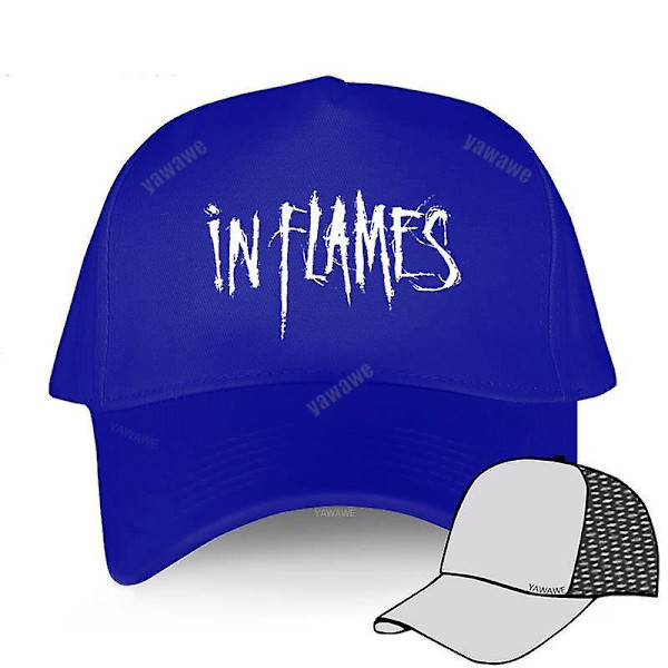 Sort Casual Hat Drenge Trykt Baseball Cap In Flames Svensk Metal Mand Kvinder db navy mesh