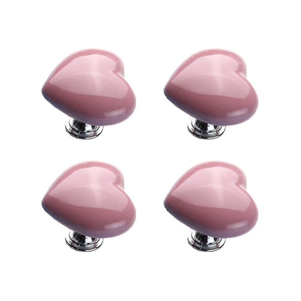 4 st Hjärtformade Knoppar Keramiska Dörrknoppar Distinkta Draghandtag Möbeldörrknoppar För Hem Butik (rosa) db