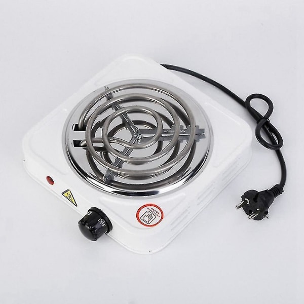 Elektrisk spishäll med en brännare, kompakt och bärbar, värmeplatta med justerbar temperatur, 1500w, vit