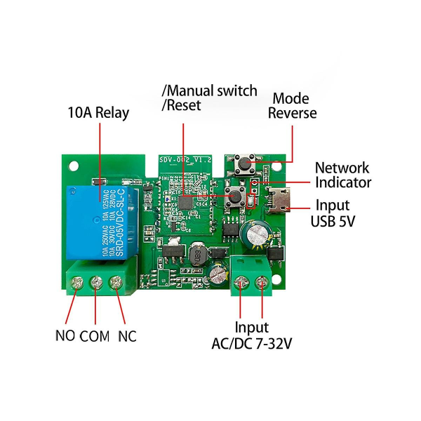 Wifi Smart Switch gjør-det-selv-timer+rf433 fjernkontroll 1ch 7-32v 2,4g Wifi Home Automation Module For Alexa Googl