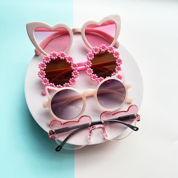 3 stk/4 stk Pink ' Serie | Oversized hjerteformede lyserøde briller med dekorative linser til påske, valentinsdag, fødselsdagsfester [YJD] Package C