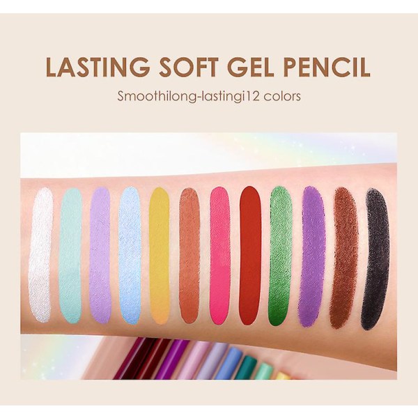12-färgad eyeliner-set matt eyeliner penna vattentät färgglad flytande eyeliner-kit