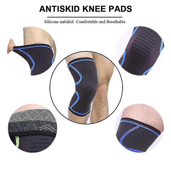 2-pack Knäskydd | Knäkompressionsskydd för Män och Kvinnor | Knästöd för Löpning db black M
