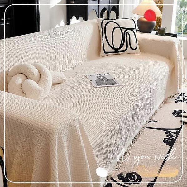 Sofahåndkle Full Dekke Stoff Bomull Campingteppe Sofapute Håndkle Fire Årstider Universal Full Pakke Sofatrekk [DB] black 90x90