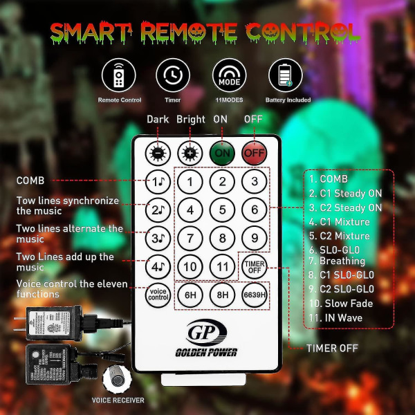 91,5 fot 250 LED färgskiftande Halloween ljusslinga. 15 lägen rött & grönt Halloween ljus utomhus