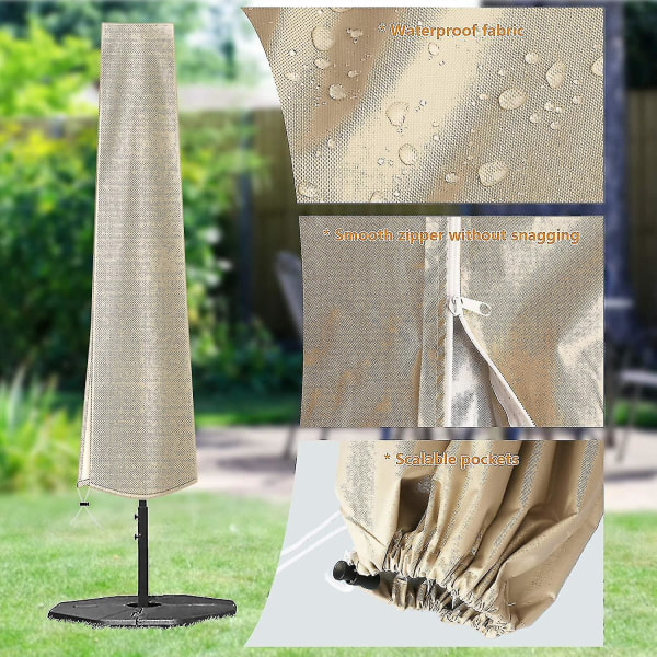 Parasolbetræk 420d Oxfordstof Terrasseparasolbetræk Vandafvisende  [dB} Beige 190x30x50cm