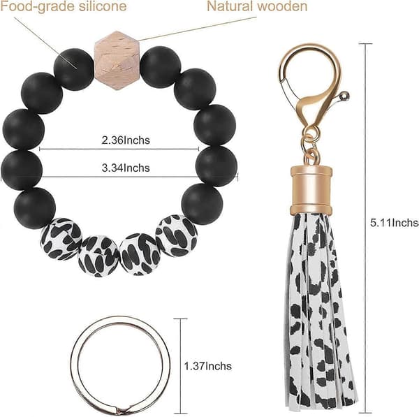 Rannekoru avaimenperä, silikonihelmi avaimenperä rannekoru naisille[DB] Cheetah