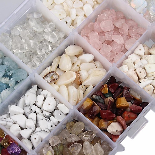 15 slags bulk stenperler tumlede ædelstensperler til smykkefremstilling{DB} Multicolor
