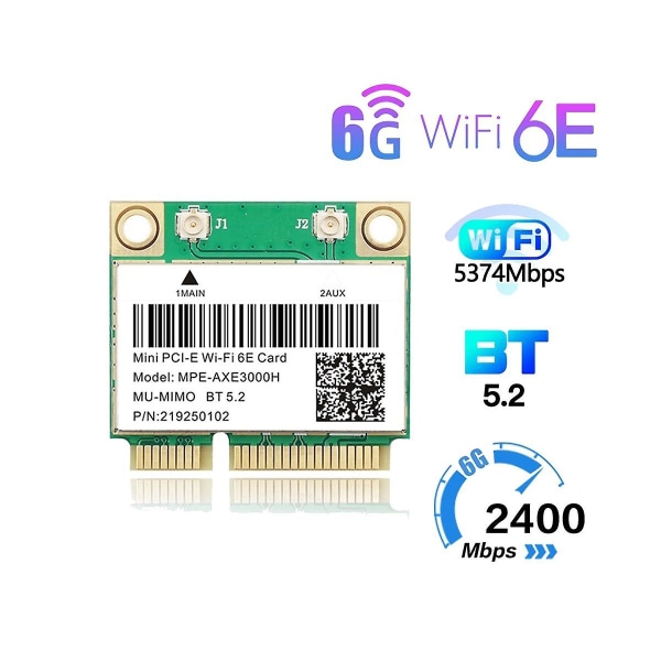 -axe3000h Wifi-kortadapter+antenn Wifi 6e 2400mbps Mini Pci-e för Bt 5.2 802.11ax 2.4g/5g/6ghz Wlan-nätverkskort