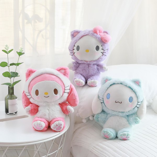 Kawaii Sanrio Kuromi Plysch Mjuka Plyschleksaker Dockor Cinnamoroll Söta Min Melodi Peluche Fyllda Seriefigur Present Till Fans Barn Flickor [DB] pink