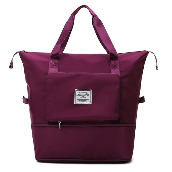 Stor kapasitet sammenleggbar reiseveske, lett utvidbar reise duffel bag, treningsbag Weekender overnatting bag gaver DB Dark Purple