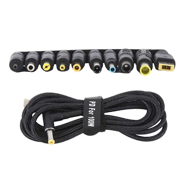 100W Type C Laptop Strømadapter Stik USB Type C til Universal Oplader Jack Opladerkabel [DB] Black