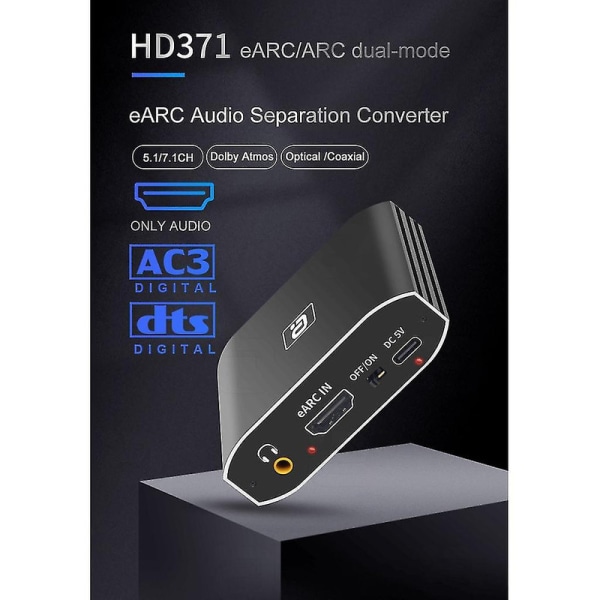 Earc Audio Extractor 192khz Dac Converter Dts-ac3 Lpcm Hdmi-yhteensopiva-kaari-Earc-g db EU Plug