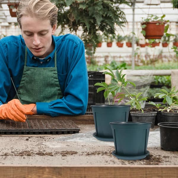 Plastrotkontrollkrukor Blomsterplantering 5 set med fat [DB]