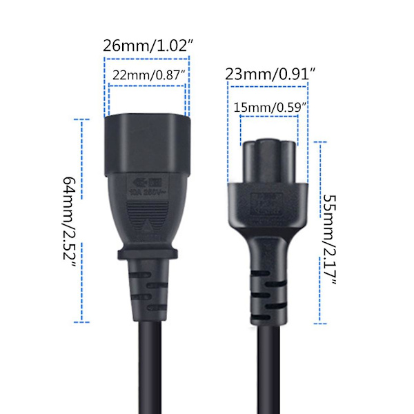 IEC 320 C5 naar C14-sovittimet johdolla C5-C14 jatkojohto sovittimet [Db]